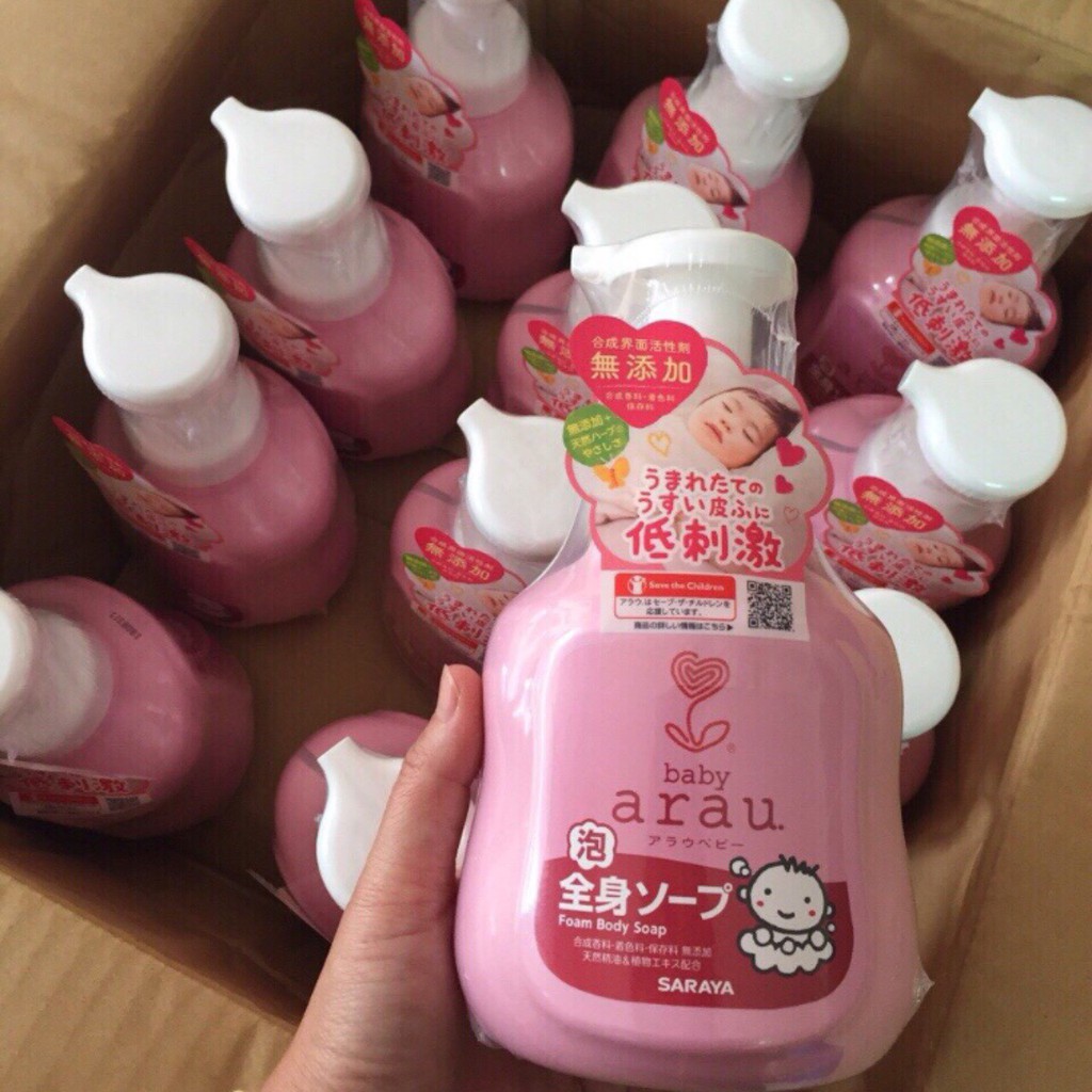 Sữa tắm gội Arau baby chai tạo bọt 450ml/ túi 400ml - nội địa Nhật