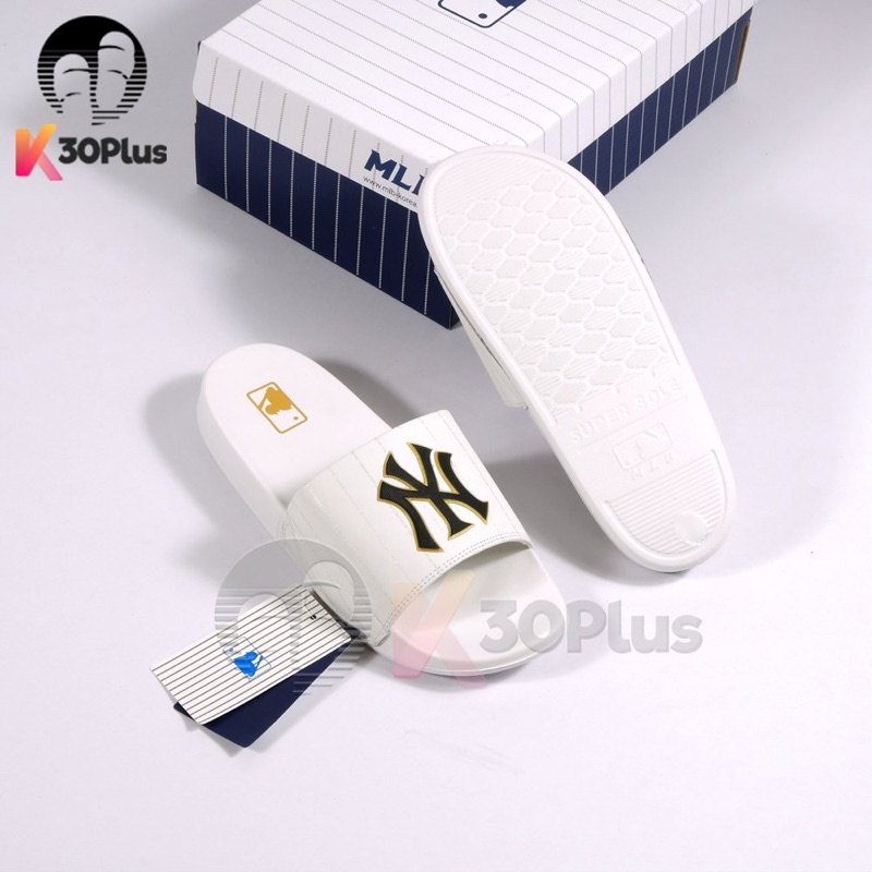 Dép  MLB Quai Ngang logo In đen, trắng