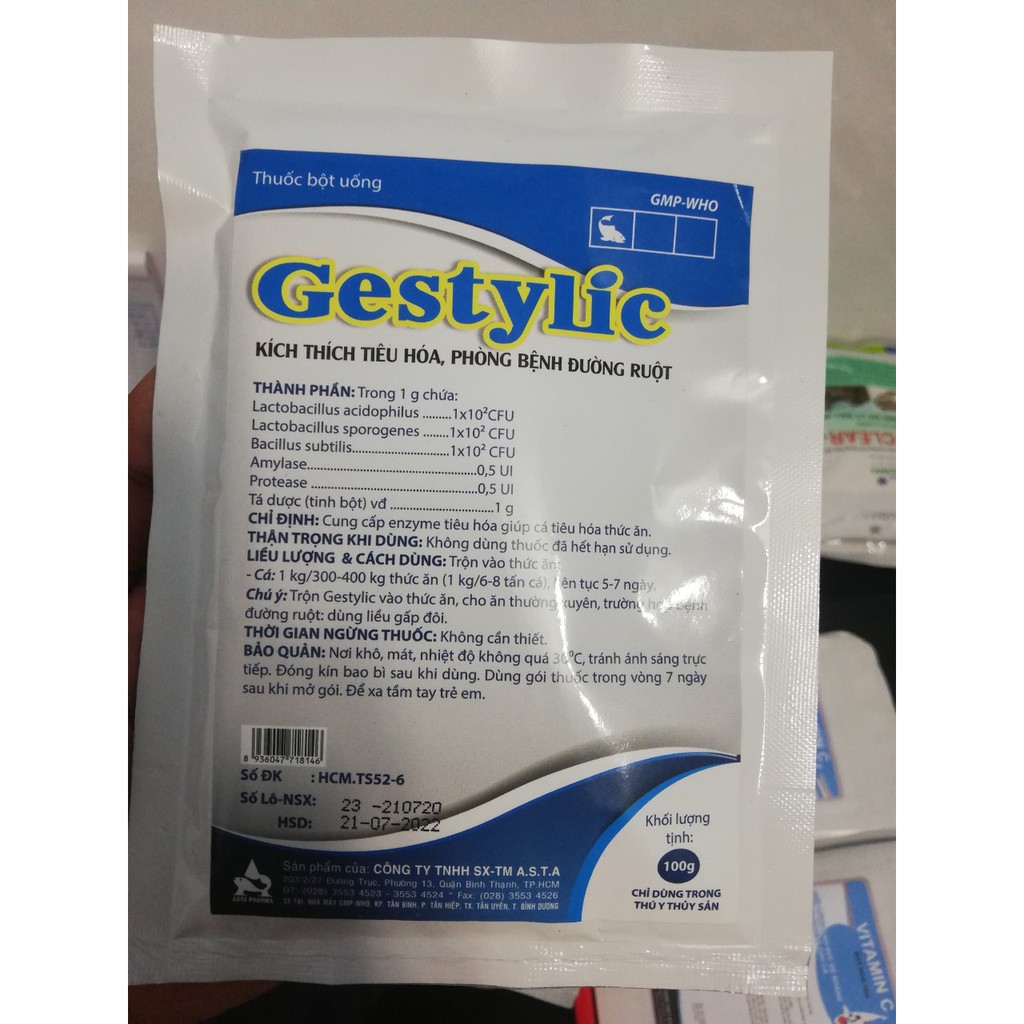 THUỐC GESTYLIC ( chuyên trị các bệnh đường ruột cho ốc )