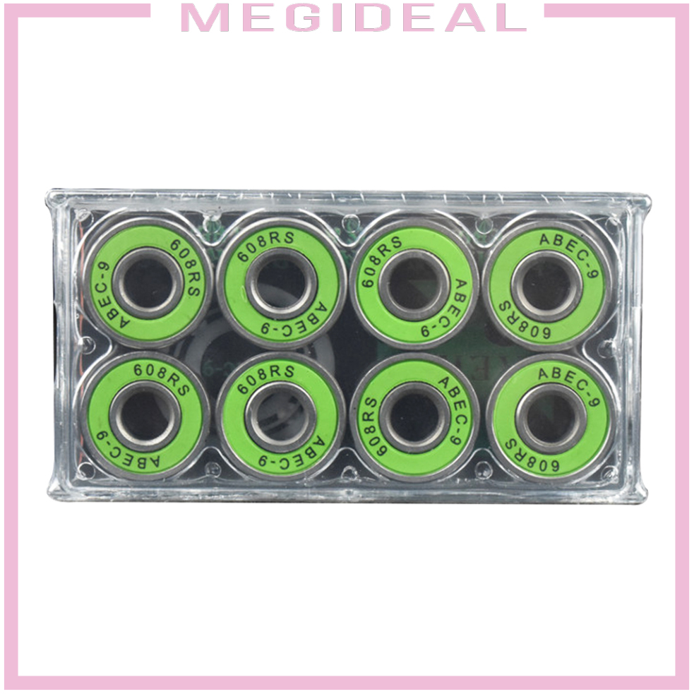 [MEGIDEAL]8Pcs 608 RS Skateboard Bearings - Frictionless ABEC 9 Roller Bearings for Skate Boards Scooters Longboards - High Precision Replacements - Sealed