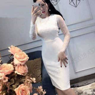 Đầm body phối ren nổi cao cấp