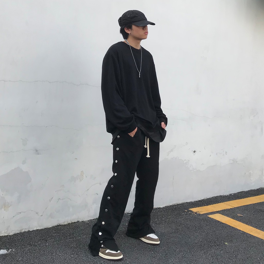 Quần thể thao nam ống rộng khuy nút-2 màu ĐEN/XÁM - BOX SHOP 333 | BigBuy360 - bigbuy360.vn