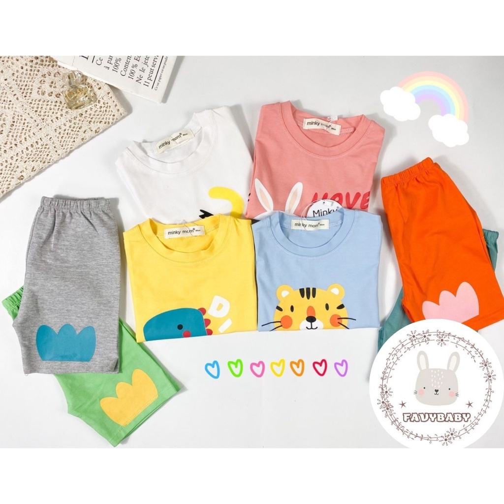 Bộ MINKY MOM Tay Ngắn Bé Trai Bé Gái 8-20kg Cộc Tay Vải COTTON Đẹp Mịn Co Giãn Bé 1 2 3 4 5 Tuổi Mèo Hổ Sư Tử - Favybaby