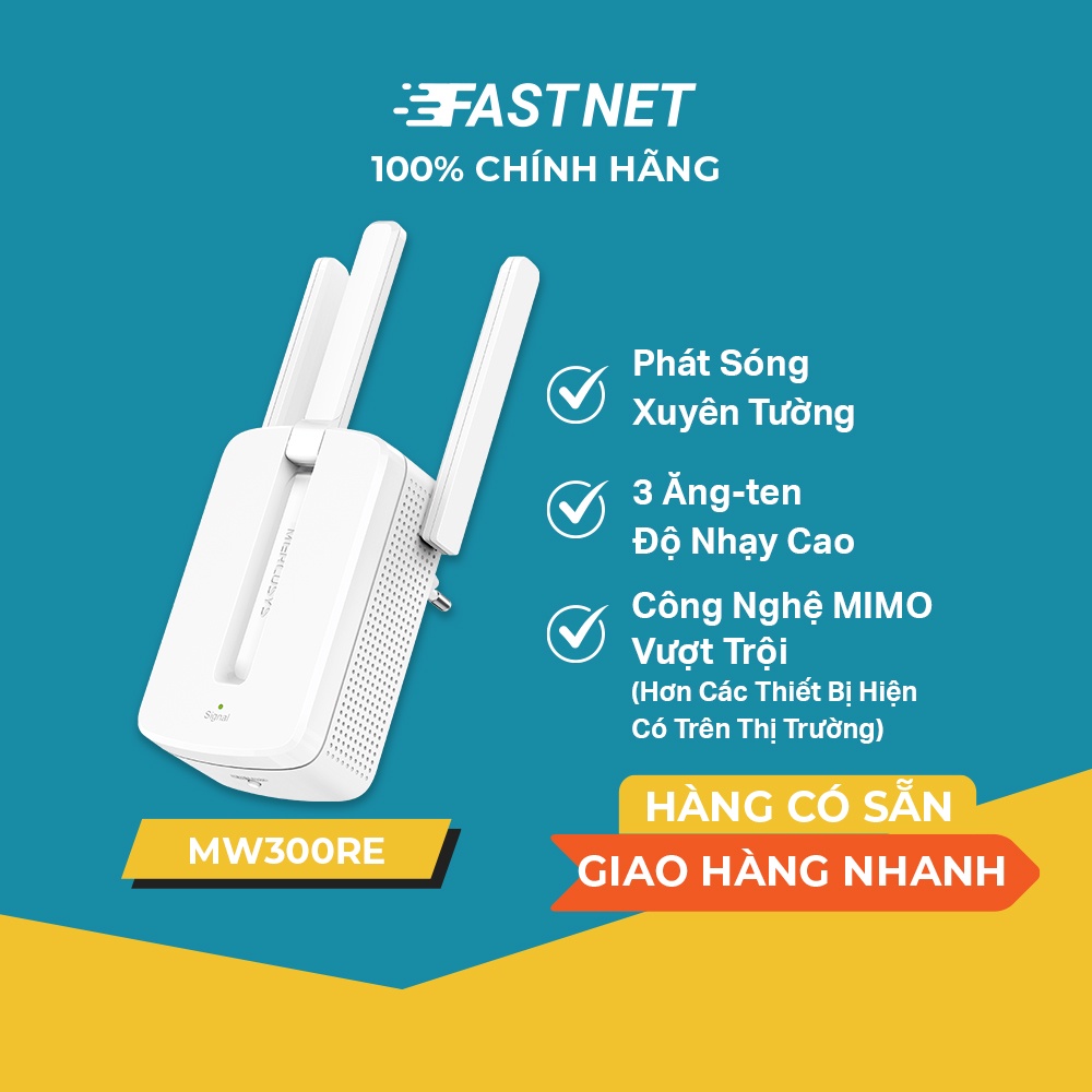 [Hỏa tốc] Bộ Mở Rộng Sóng Wi-Fi Mercusys MW300RE Chuẩn N Tốc Độ 300Mbps