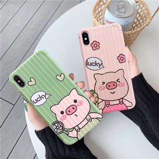 Ốp bé heo lucky sọc va li dễ thương