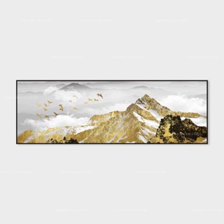Tranh Canvas treo tường Núi Vàng 60x180cm có khung viền