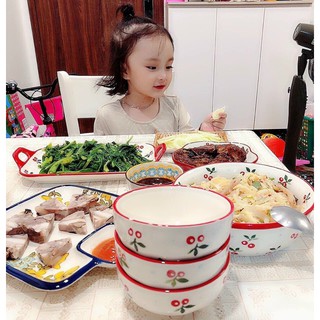 Bát cơm cherry hoa hồng