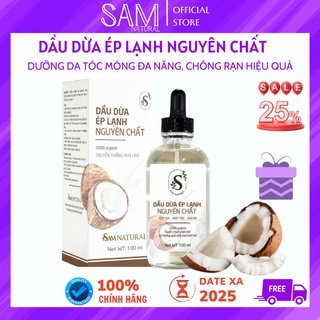 Dầu Dừa Ép Lạnh Organic Nguyên Chất Sam Natural - Dầu dừa dưỡng mi, dưỡng tóc, dưỡng da 100ML