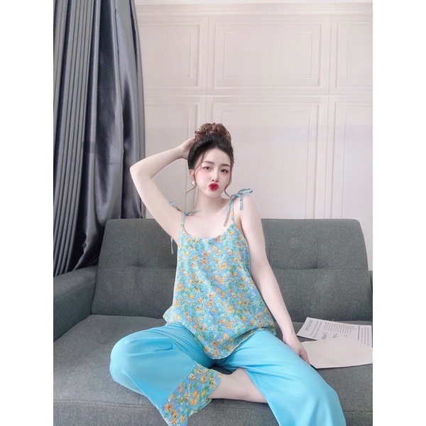 BỘ LỤA HÀN QUẦN DÀI, ÁO CỘT DÂY ĐẸP MÊ LY ( sỉ từ 5 bộ ib shop để lựa chọn )