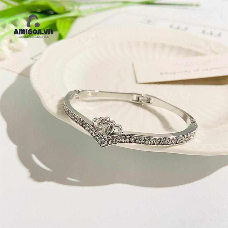 ✨✨Vòng Tay Đính Đá Kim Cương Hình Trái Tim Thời Trang Cho Nữ