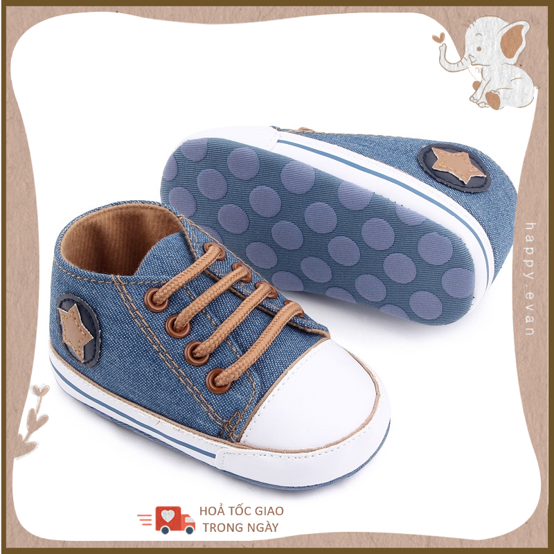 🅷.🄴🅅🄰🄽 [2-5m] Giày bata thể thao bằng vải canvas phối màu thể thao, nhẹ nhàng đứng form cho bé, phù hợp tặng đầy tháng.