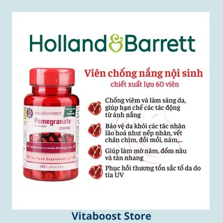 Viên uống chống nắng nội sinh Pomegranate Holland Barrett Anh 60 viên