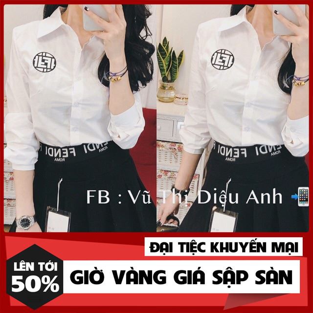 [ Big Sale ] Áo sơ mi logo thêu chữ f( ảnh + video thật) thời trang ivy