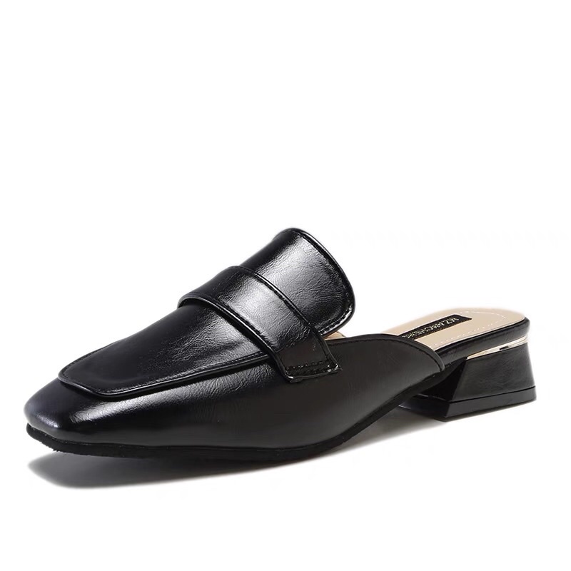 Giày mules nữ da PU cao cấp đế cao 3cm_đế lót đệm mềm