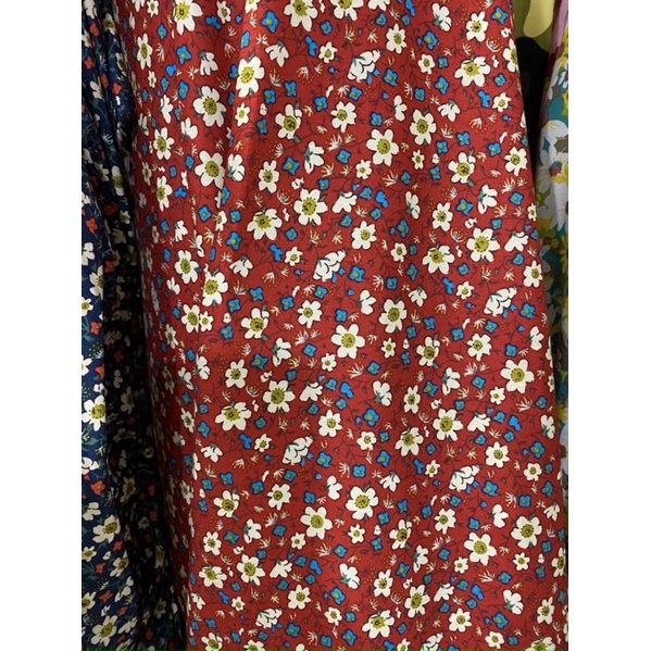 vải thô cotton hoa huệ tây xanh