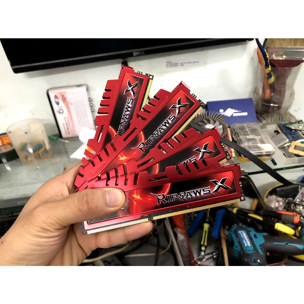 Ram 4Gb Bus 1600/ Bus 1866 Gskill RipJaws tản nhiệt thép màu đỏ - Hàng bóc máy