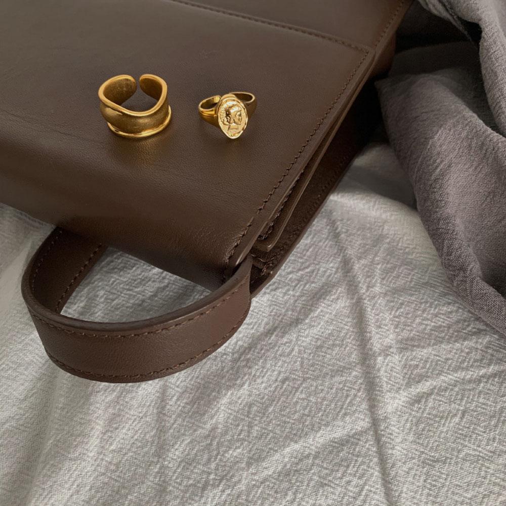 Nhẫn Cặp Đôi Tối Giản Mặt Hình Học Rộng Phong Cách Hàn Quốc Có Thể Điều Chỉnh