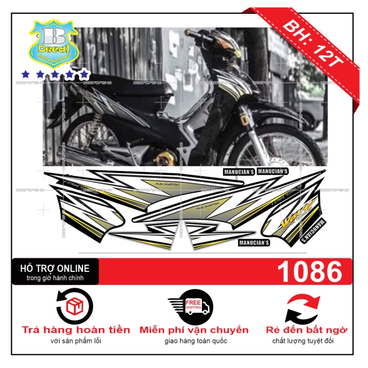 ( Quí khách vui lòng mang ra tiệm cho thợ dán ) Tem wave 2016 đen