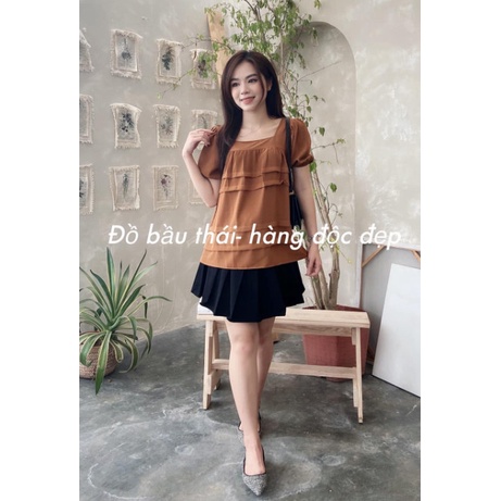 [Sale sốc]Áo Bầu công sở chất cotton phối vạt siêu xinh mặc đi làm đi chơi đều xinh - áo bầu xinh - Tổng kho váy bầu