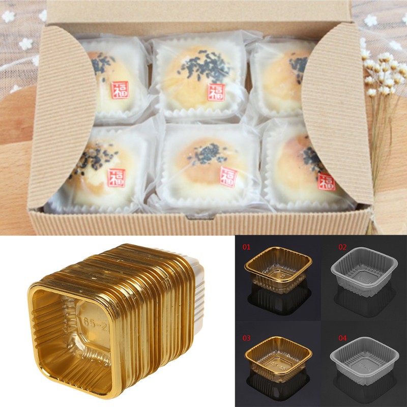 youyo* Set 100 Hộp Giấy Vuông Đựng Bánh Trung Thu 50g 100g