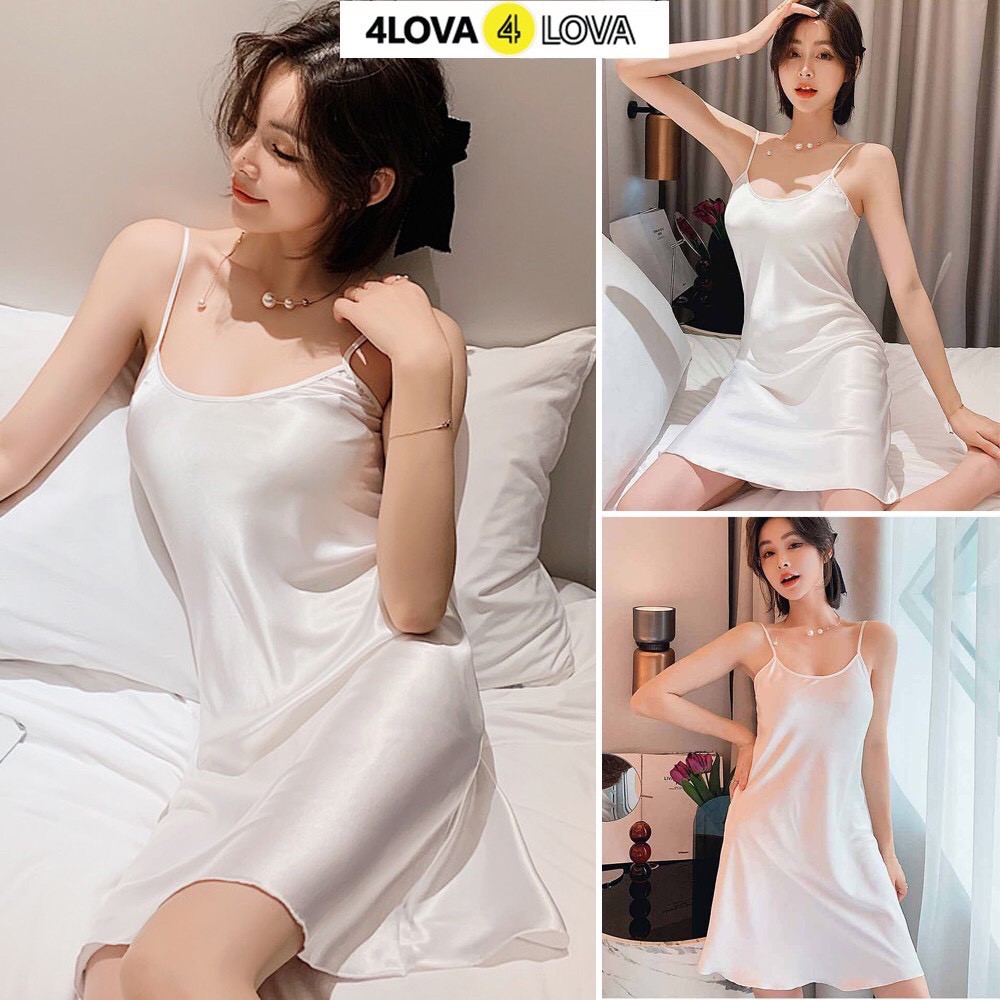 Váy ngủ 2 dây lụa satin cao cấp 4LOVA mềm mịn, quyến rũ