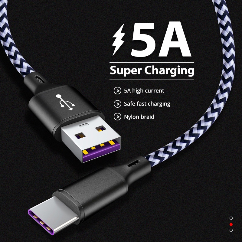 Cáp sạc nhanh FONKEN USB type C 5A cho điện thoại Xiaomi Redmi Note 8 9 10 Pro Android
