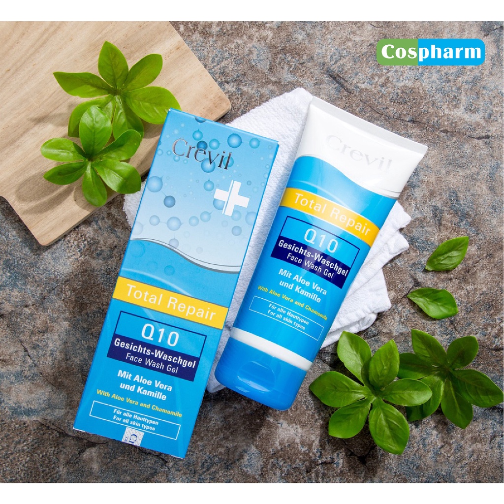 Gel Rửa Mặt Crevil Q10 Total Repair Dưỡng Da, Trắng Sáng, Giảm Mụn Lọ 200ml
