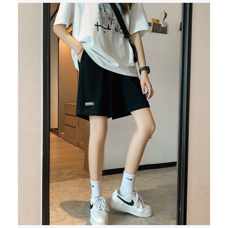 Quần đùi unisex logo RUBY HOUSE86 có 2 màu đen, xám, bazic, cạp chun co dãn, freesize
