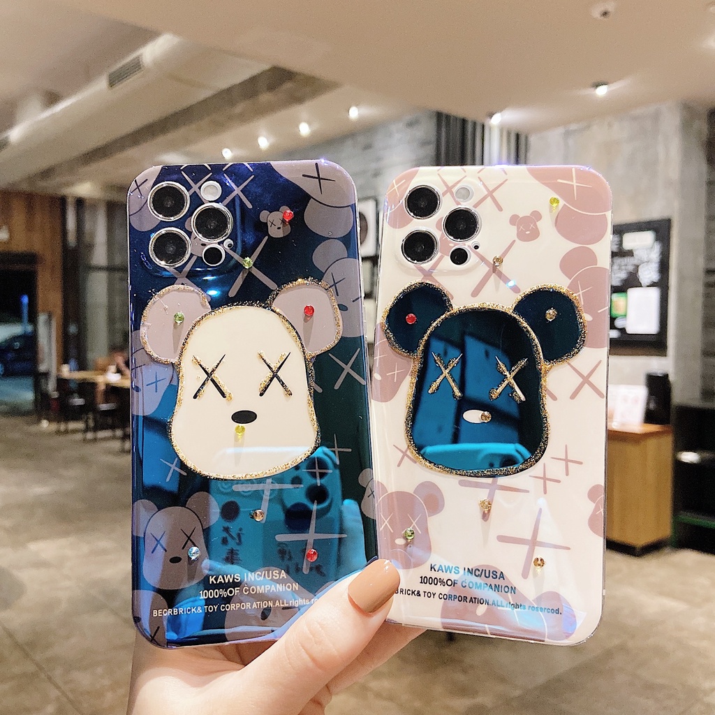 Ốp Điện Thoại Màu Laser Họa Tiết Đầu Gấu Thời Trang Chống Sốc Cho iPhone 14 / 13 / 12 / 11 / X / 8 / 7P