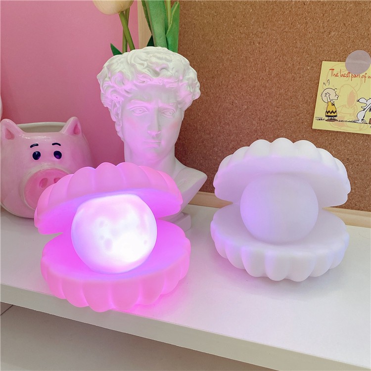 (24h delivery) W&amp;G  Nordic Simple resinLED Light lovely girl heart alone dream shell Automatic switch decoration small night lights