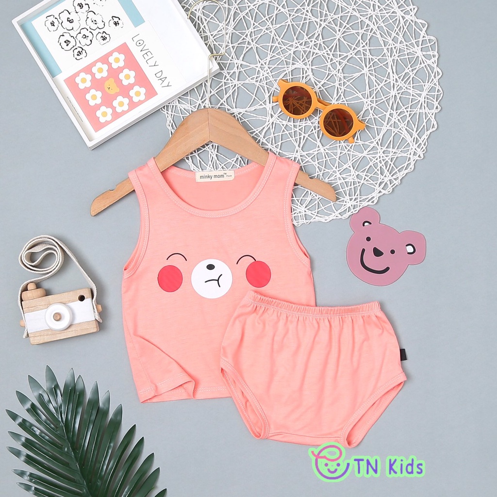 [Bé 3-15kg] Bộ ba lỗ quần chip thun lạnh mềm mịn mát cho bé trai bé gái từ 3-15kg