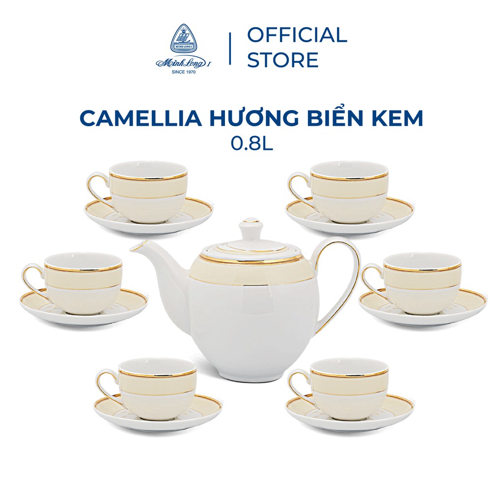 Bộ trà Cao cấp Minh Long 0.8 L - Camellia - Hương Biển kem