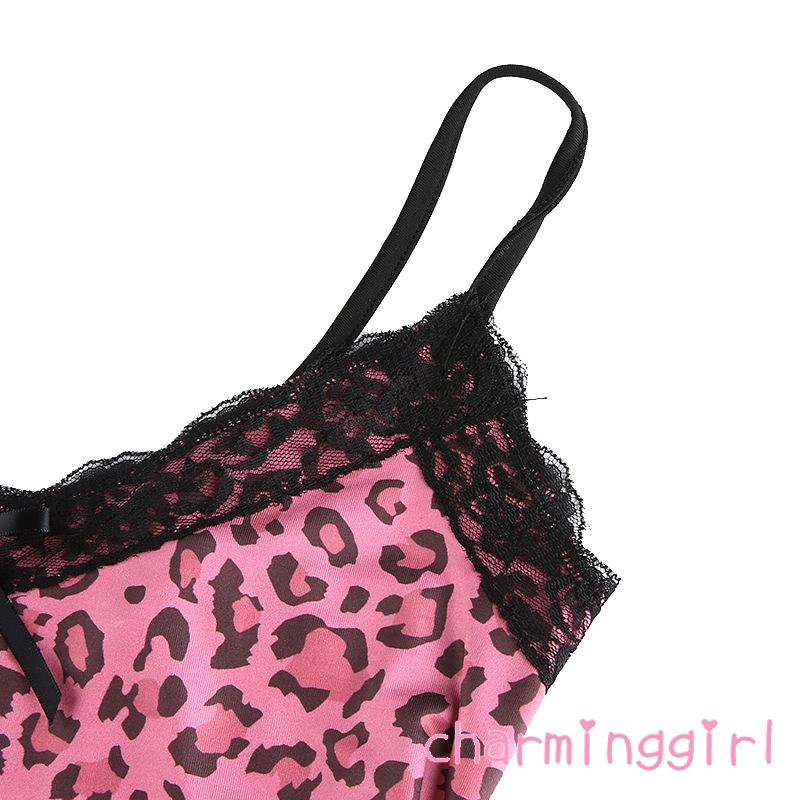 Đầm Ren Hai Dây In Họa Tiết Da Báo Quyến Rũ Dành Cho Nữ