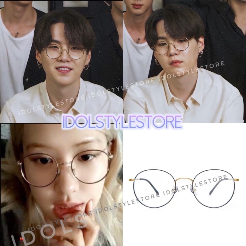 gọng kính cận như Suga BTS và Rosé Blackpink