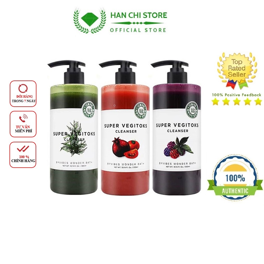 Sữa Rửa Mặt Rau Củ Quả Super Vegitoks Cleanser 300ml Dưỡng Ẩm, Sữa Rửa Mặt Hoa Quả Super Vegitoks Hàn Quốc Chính Hãng