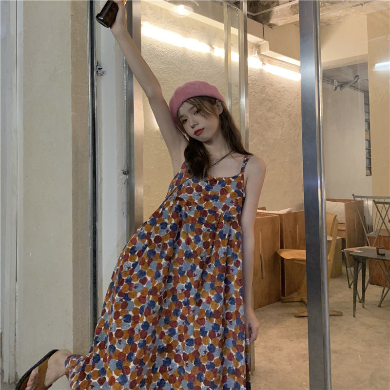 Đầm hoa hai dây phong cách Retro Pháp ngọt ngào gợi cảm