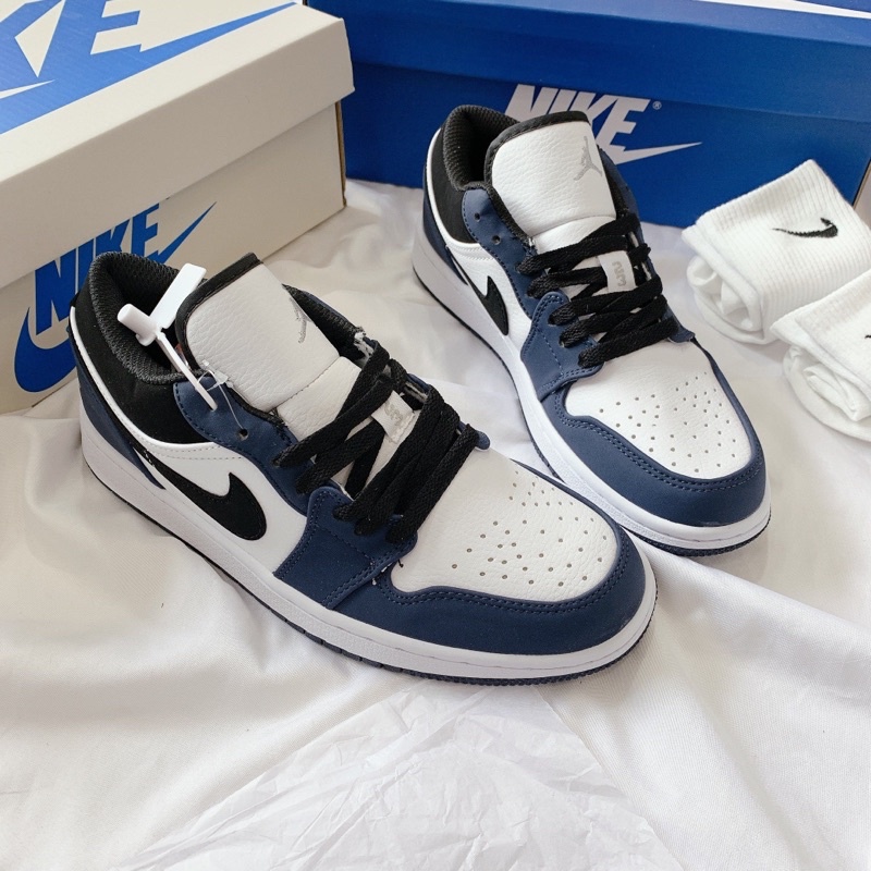 Giày Thể Thao Nam Nữ Sneaker Jordan Cổ Thấp JD 1 Xanh Navi Thấp Cổ  Full Sz Nam Nữ Chuẩn 11 [ Mẫu Mới - Full Bill Box]