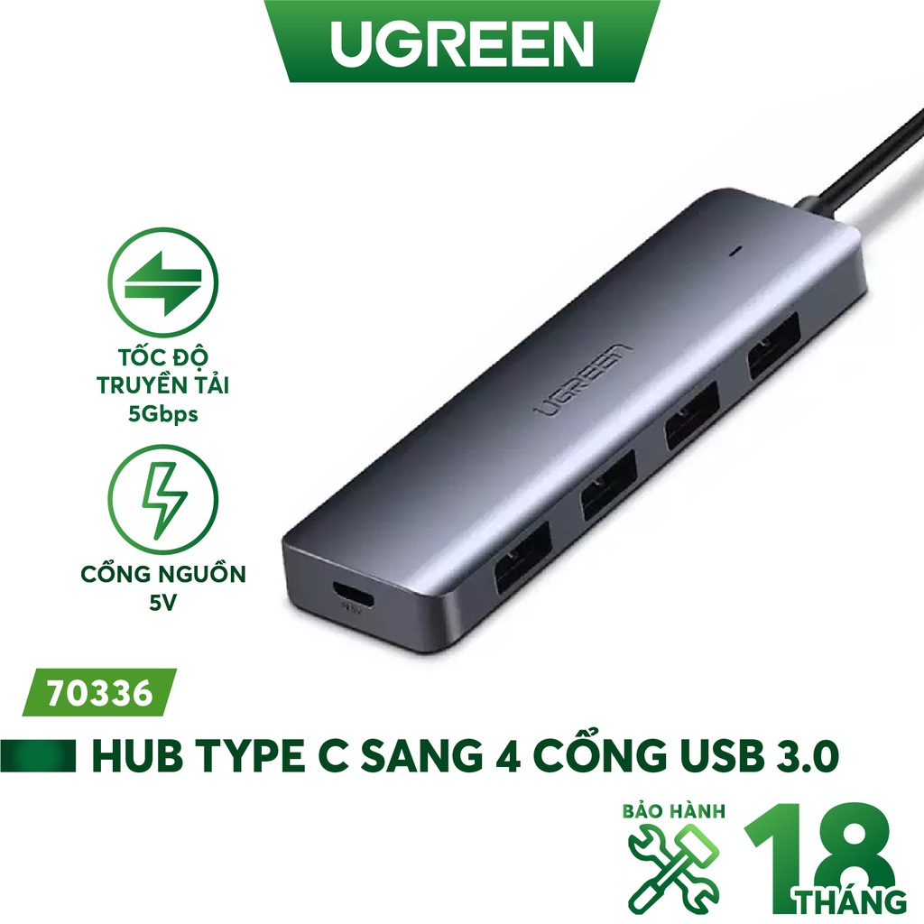 Hub USB type C sang 4 cổng USB 3.0 hỗ trợ cổng nguồn Micro USB 5V UGREEN CM219 CM136