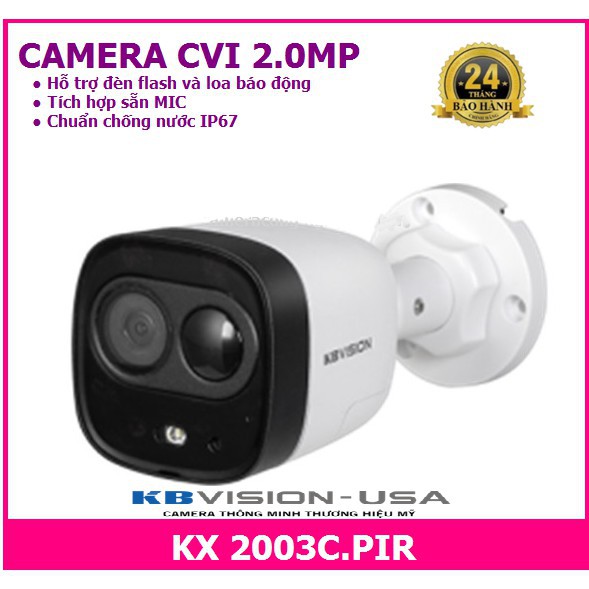 . {Hàng Mới Nhất}Camera HDCVI Hồng Ngoại 2.0 MP KBVISION KX-C2003C.PIR cảm biến hồng ngoại nhận diện người .