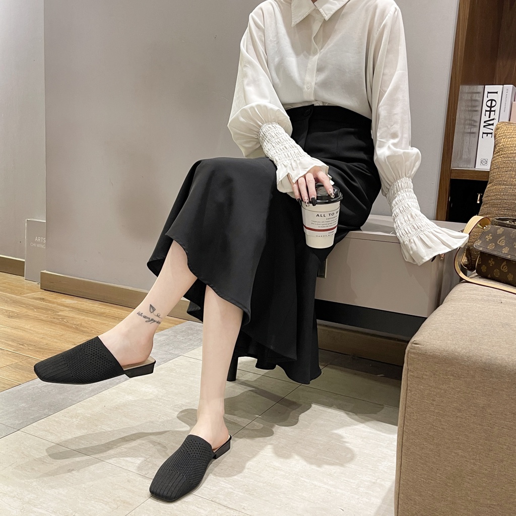 Giày Lười Nữ Mũi Vuông Thời Trang