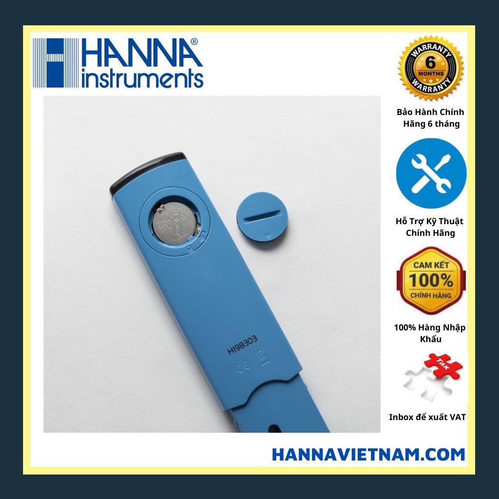 Bút Đo Độ Dẫn 0-2000 µS/cm,Nhiệt Độ Trong Nước SẠCH Hanna HI98303 DiST3, kèm dung dịch chuẩn máy