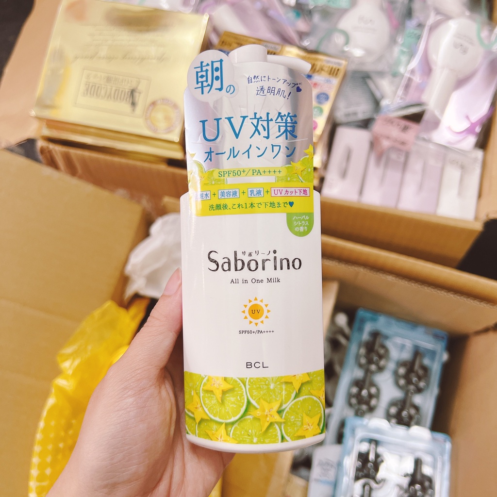 Kem dưỡng trắng da body + chống nắng UV SPF50+/PA++++ Saborino Nhật Bản (130ml)