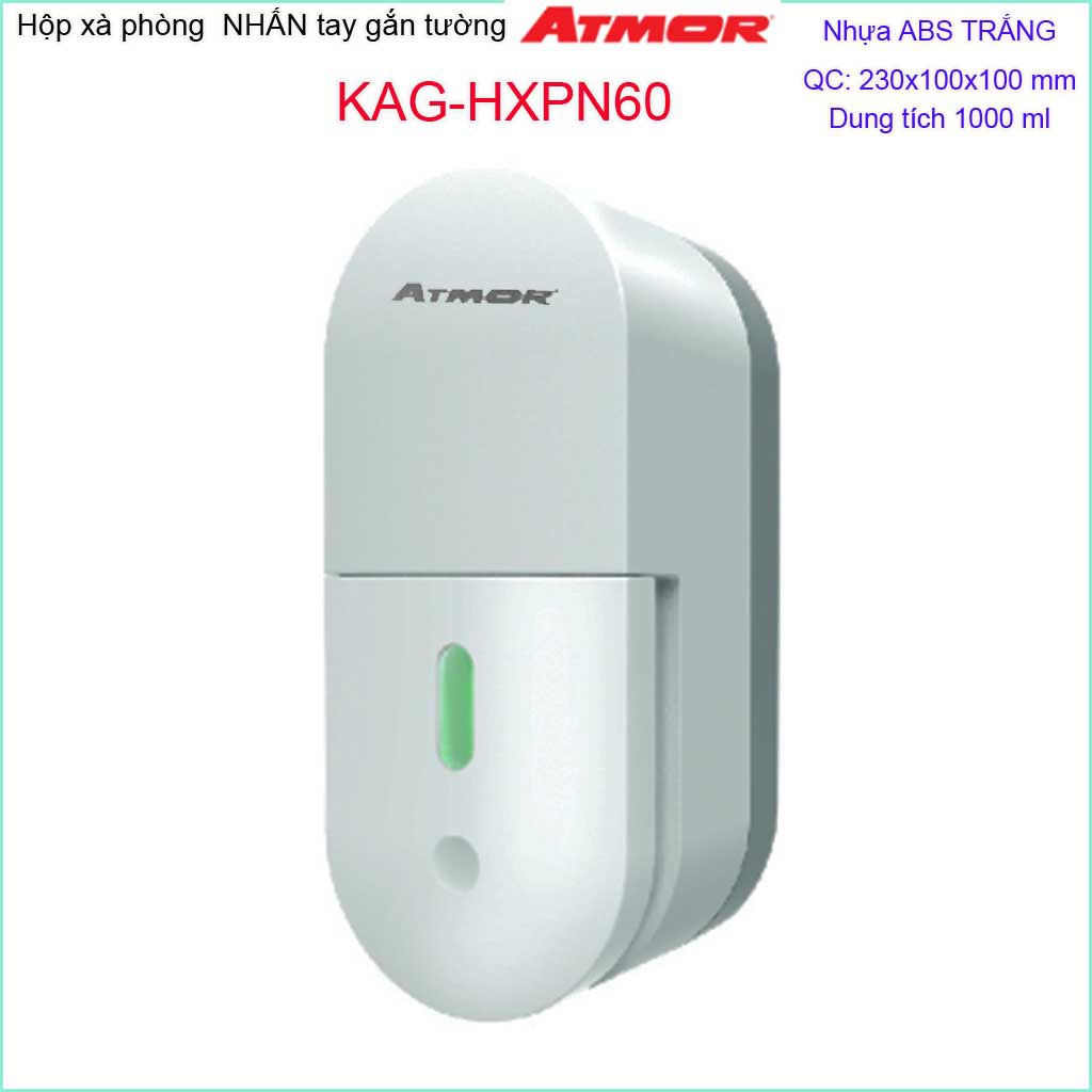 Hộp đựng xà phòng Atmor, hộp đựng sữa tắm dầu gội đầu KAG-HXPN60-White-trắng (loại lớn 1000ml)