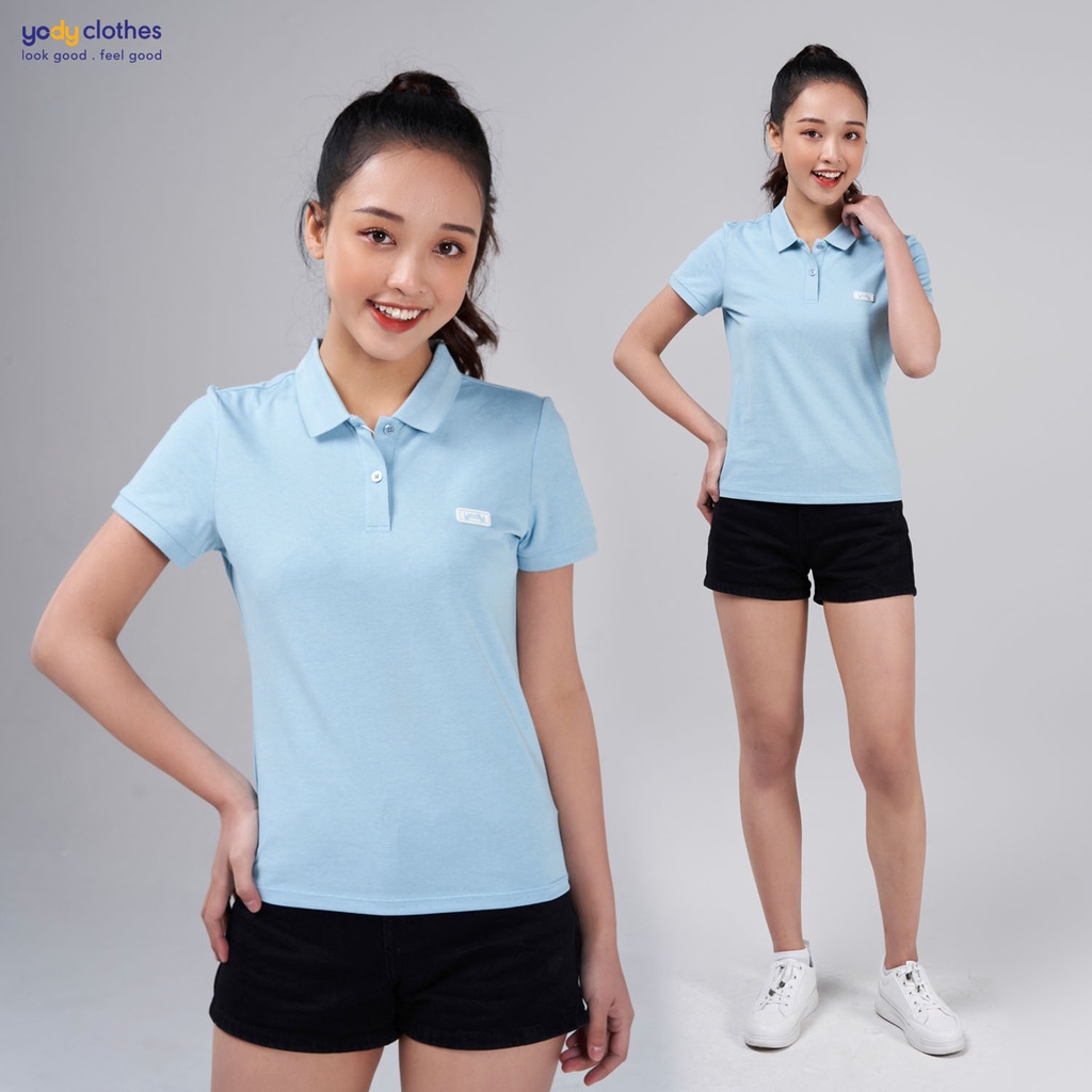 Áo thun polo nữ YODY vải mắt chim ngắn tay thấm hút tốt, dáng công sở màu mới 2022 APN3340