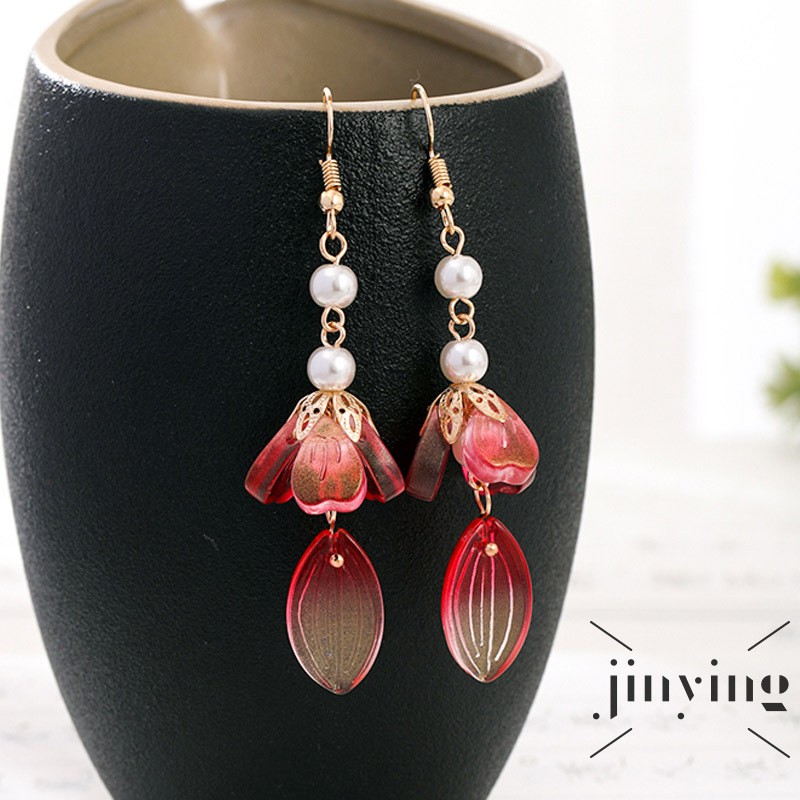 GETNOIVAS Đôi hoa tai phong cách cổ trang Trung Quốc trang trí ngọc trai thanh lịch