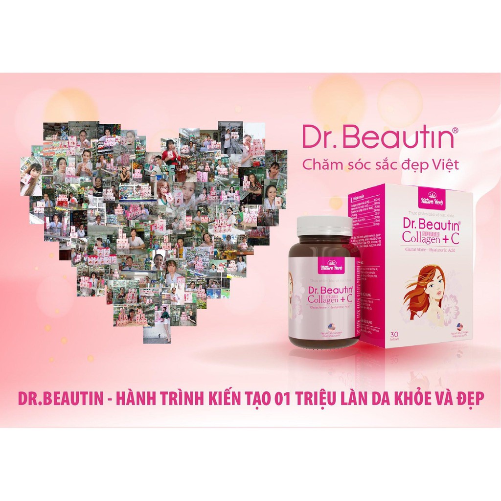 Viên uống collagen + C - Làm trắng da, tái tạo da giúp khắc phục được các nếp nhăn, bề mặt da săn chắc