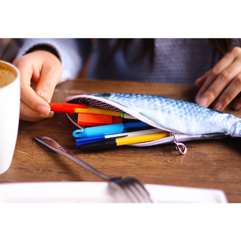 Bóp Viết In Hình Cá Dễ Thương Sức Chứa Lớn Cho Học Sinh