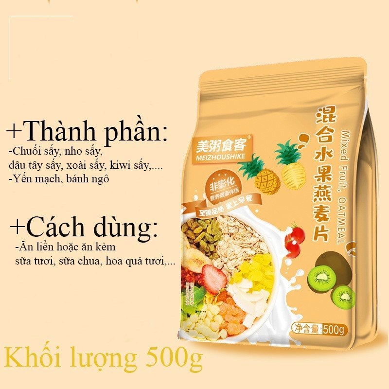Ngũ cốc ăn kiêng nguyên hạt dinh dưỡng, yến mạch giảm cân mix trái cây khô HappyHome