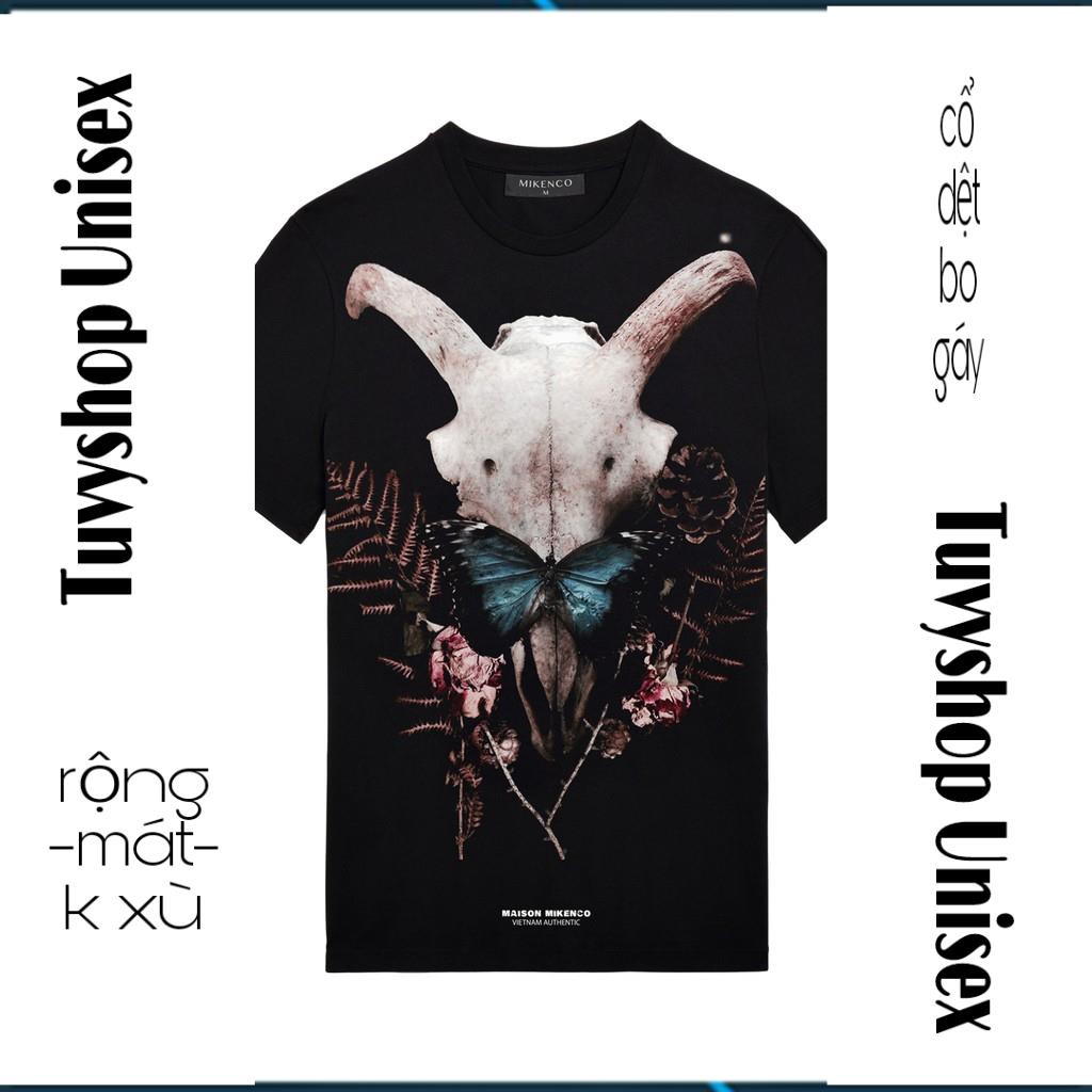 Áo thun Mikenco🔥FREESHIP🔥áo cotton in 5D đen form unisex nam nữ