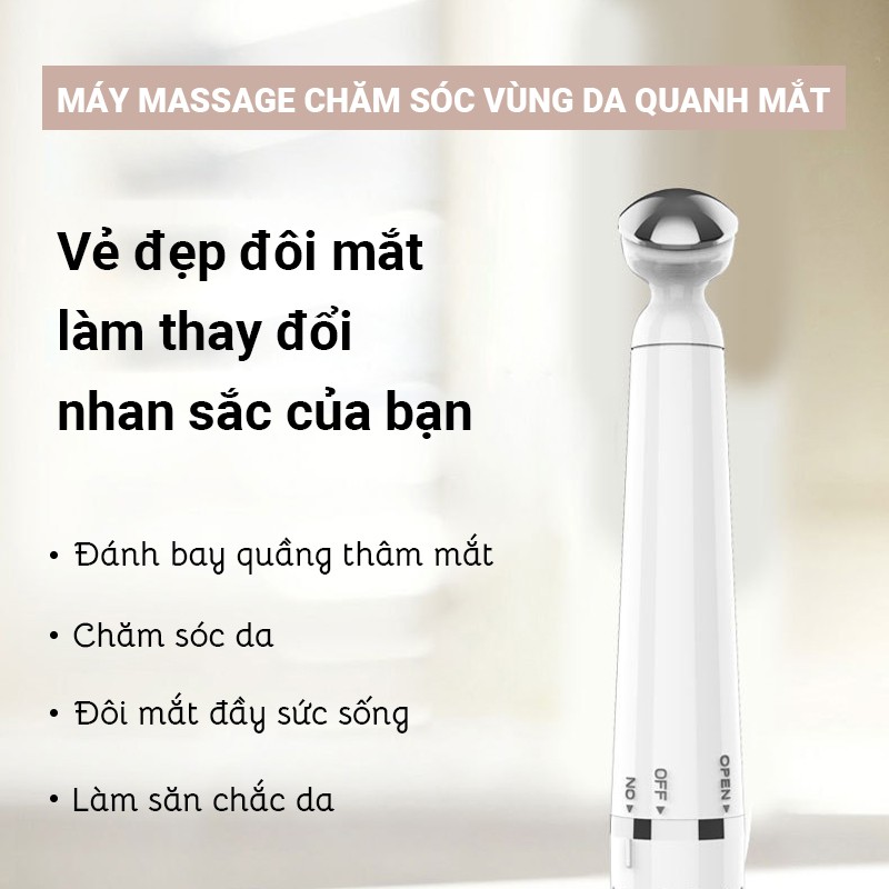 Máy massage vùng da quanh mắt làm mờ nếp nhăn, xóa tan quầng thâm, da vẻ sáng bóng mịn màng - Bảo hành 3 tháng